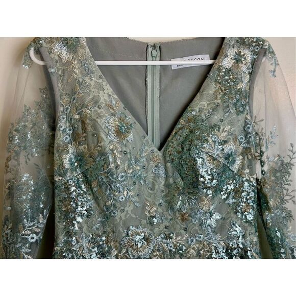 Mac Duggal NWT $698 size 8 EMBELLISHED V NECK ILLUSION LONG SLEEVE GOWN style 67 - Picture 10 of 16